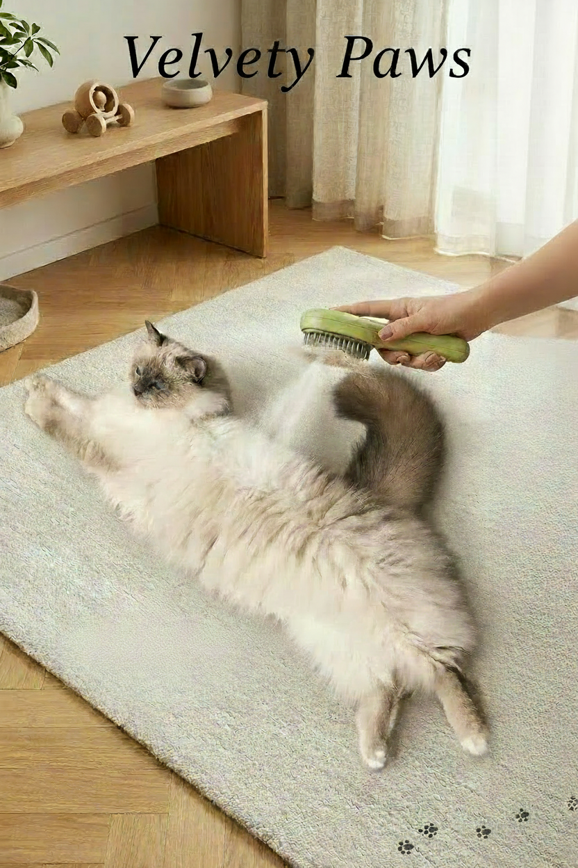 VelvetyPaws™ Brosse Anti-Poils Massage & Vapeur 3-en-1