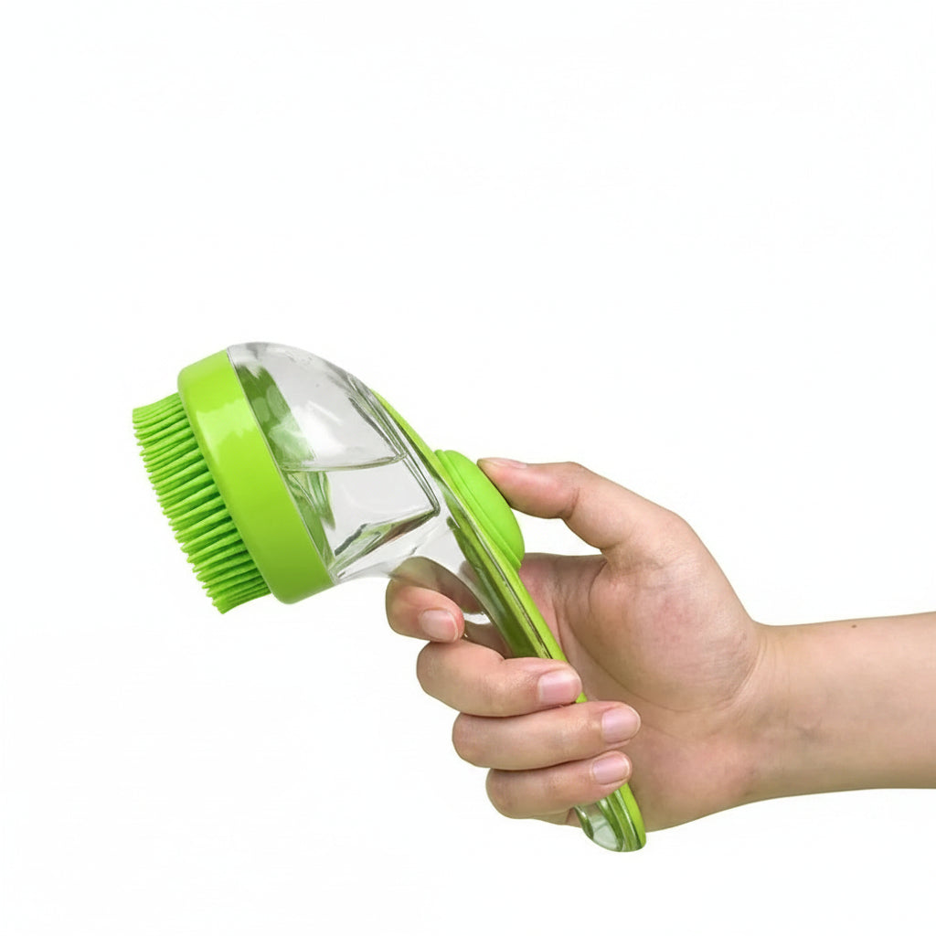 VelvetyPaws™ AquaShower Pro – Pommeau de Douche Brosse & Distributeur de Shampoing