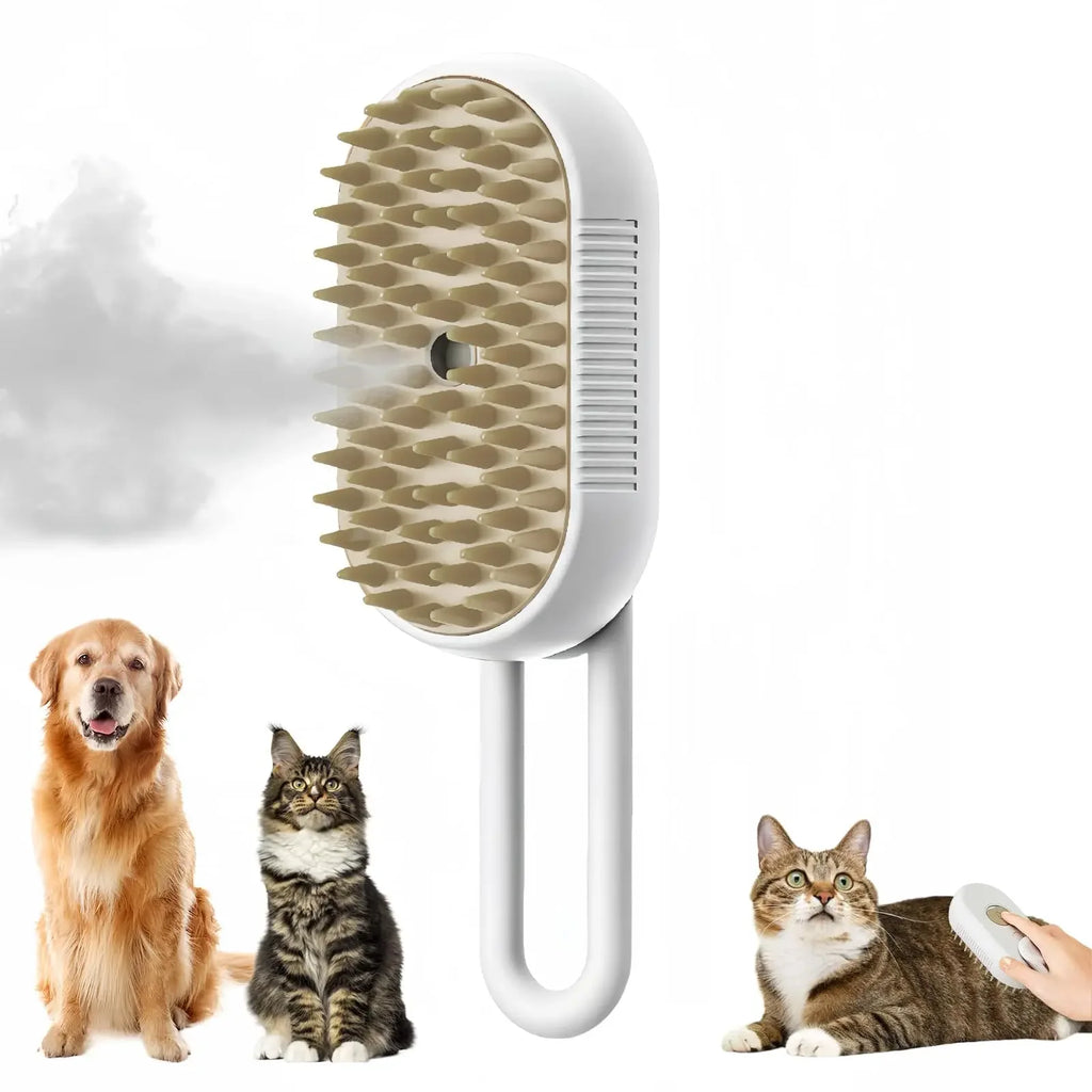 VelvetyPaws™ Brosse Anti-Poils Massage & Vapeur 3-en-1