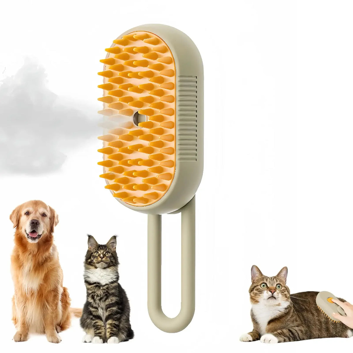 VelvetyPaws™ Brosse Anti-Poils Massage & Vapeur 3-en-1